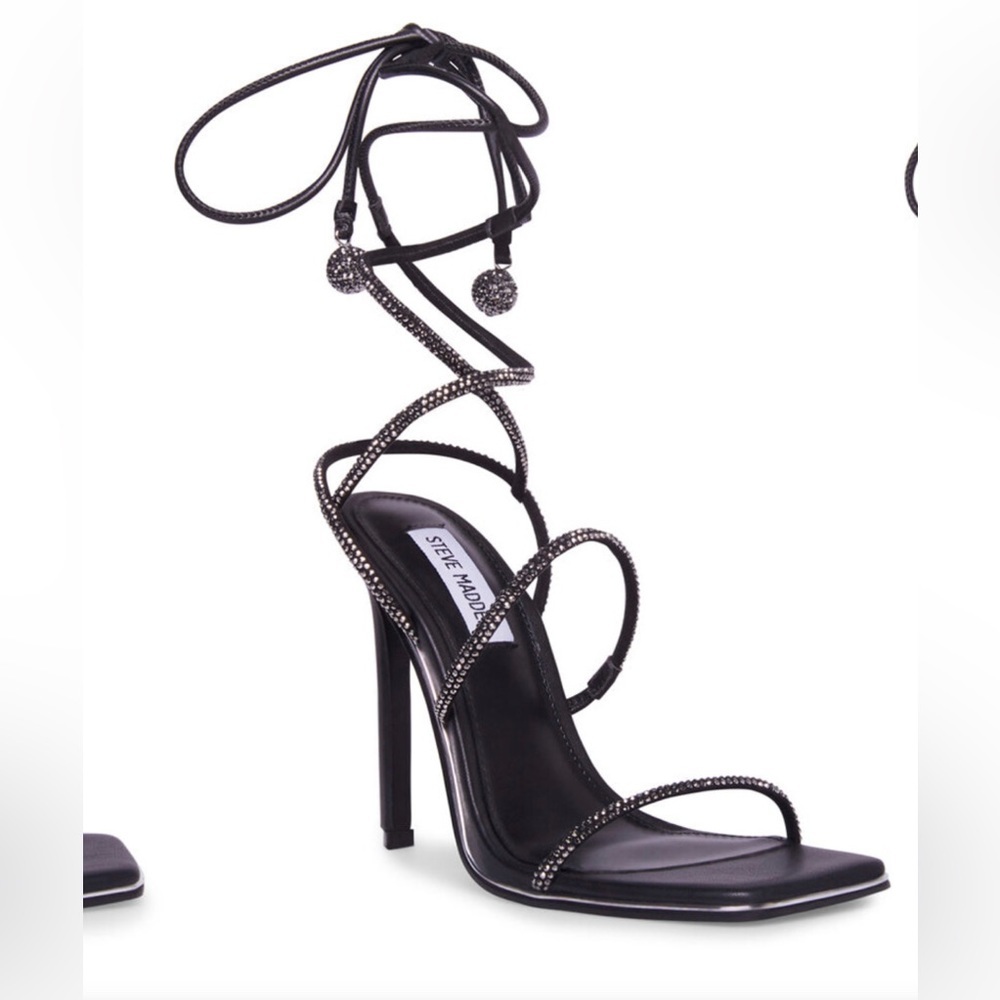 Steve Madden Unveil Wrap Heels - Black Size 6.5 - NEW